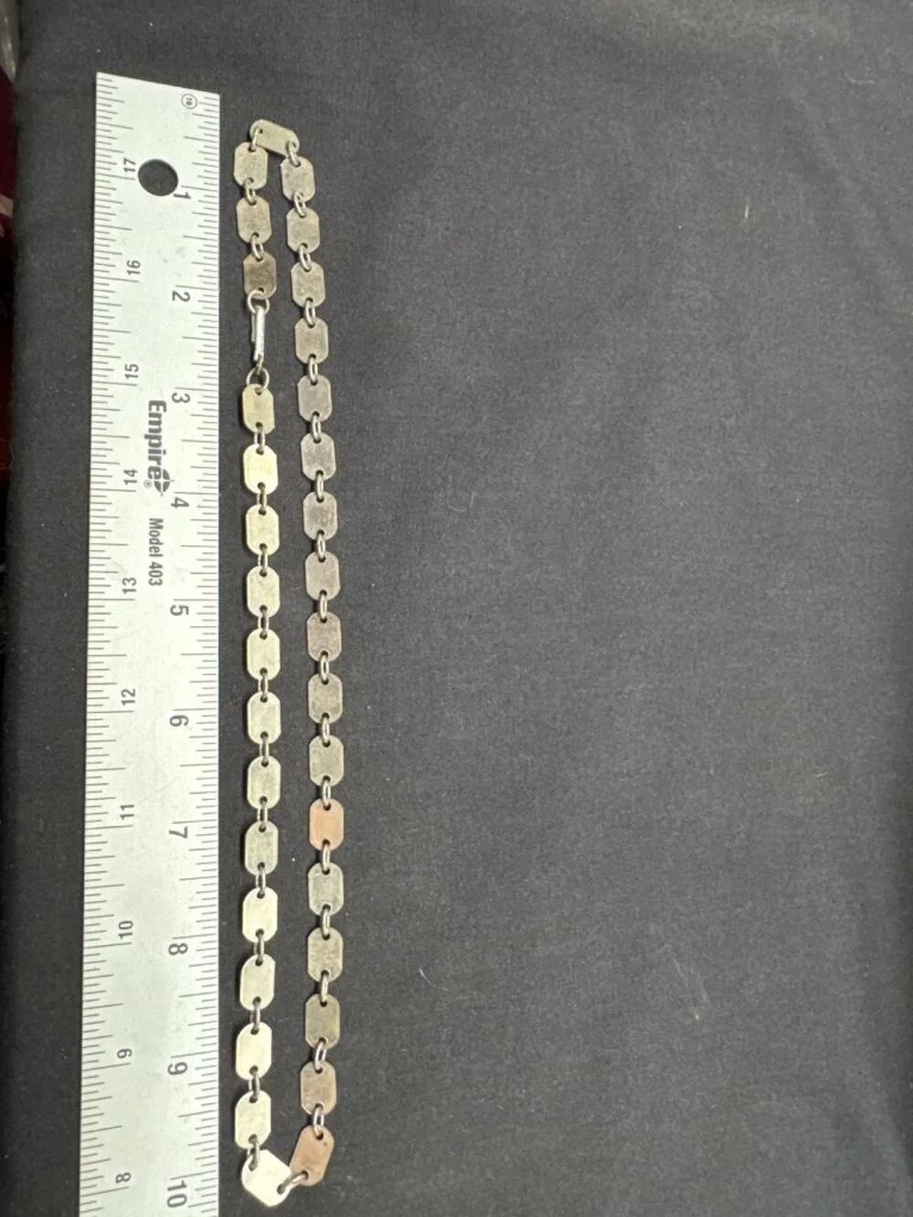 Vintage Industural Link Silver-Tone Rectangular Necklace Made In Japan 17 Inches